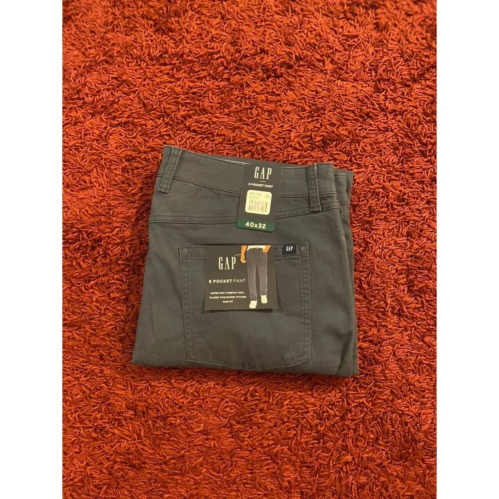 GAP 5 Pockets Utility Pants Men’s 40X32 Stretch Twill Slim Gray Trousers